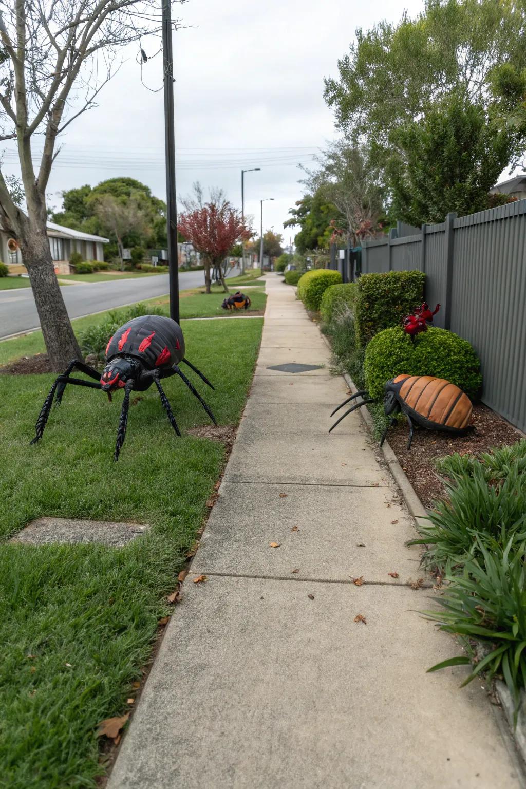 Spooky crawlers contribute a fun and eerie surprise to any Halloween path.