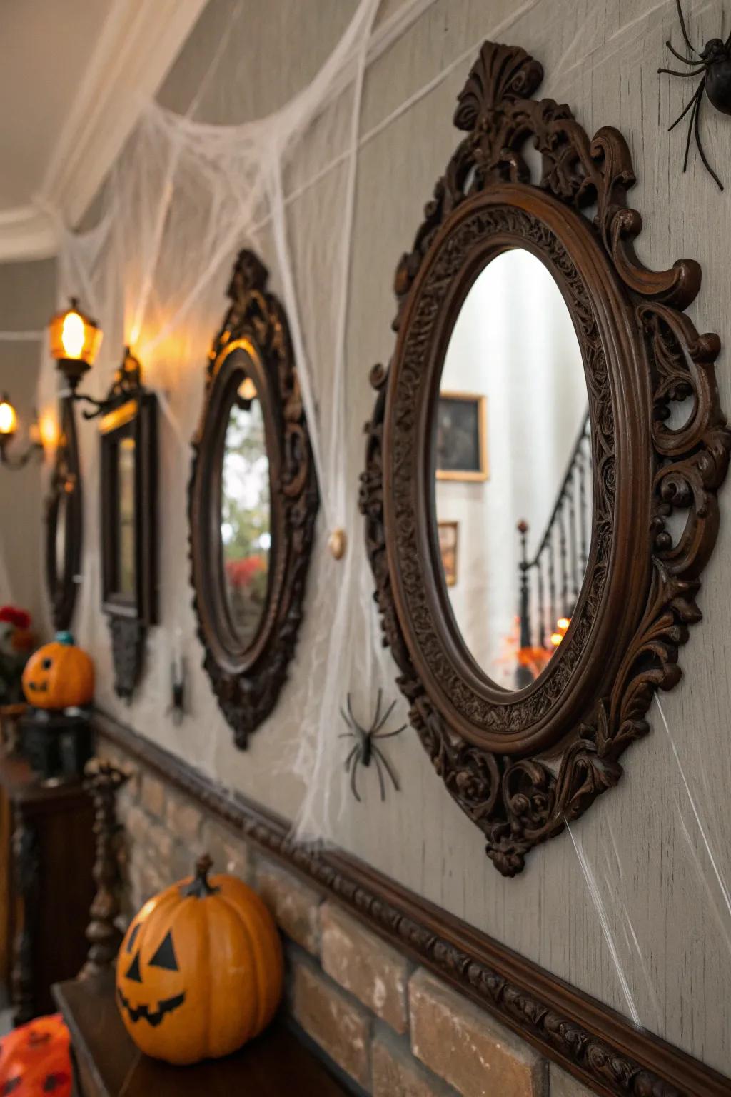 Gothic looking glasses infuse drama and mirror luminescence within your area.