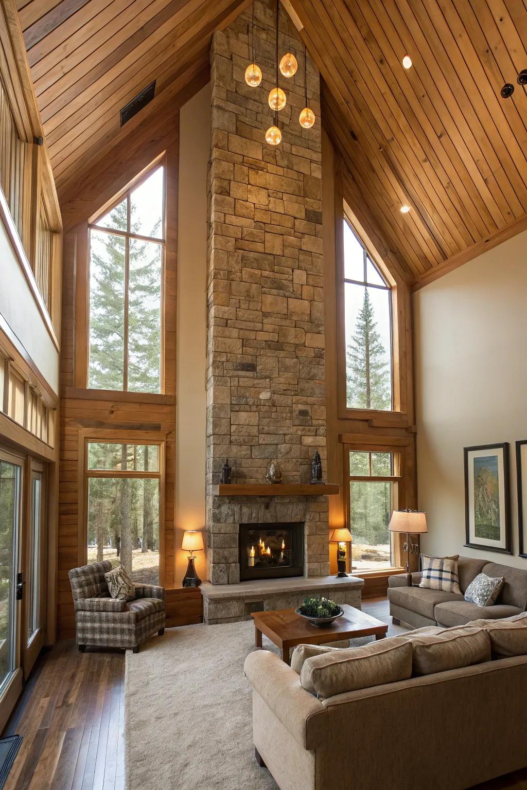 Vertical paneling emphasizes altitude and warmth.