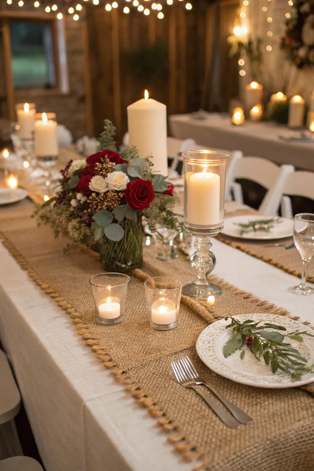 Braided aspects like burlap enrich your holiday table.