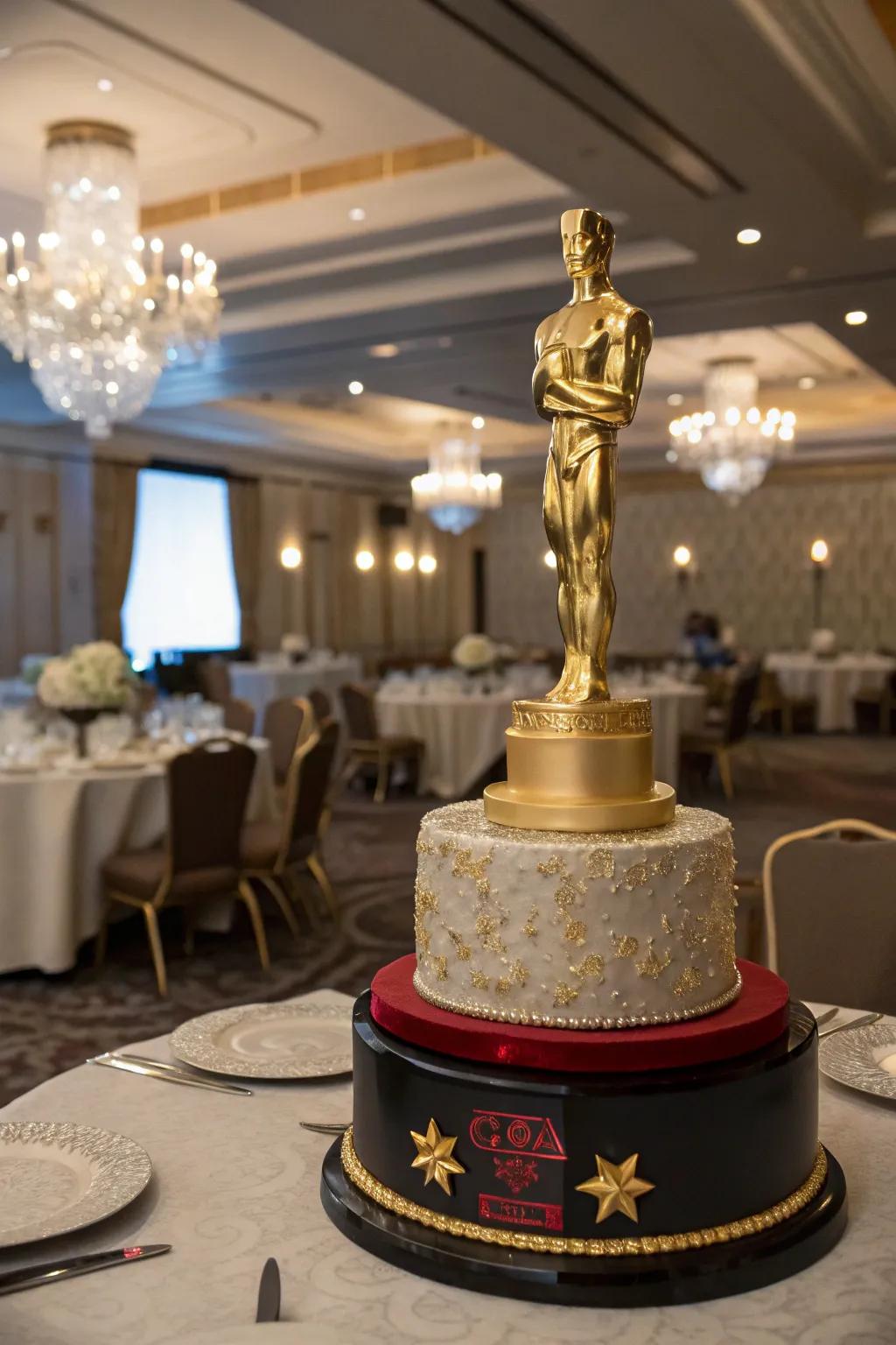 A Tinseltown award-themed cake bringing the charm of an award celebration right to your table.