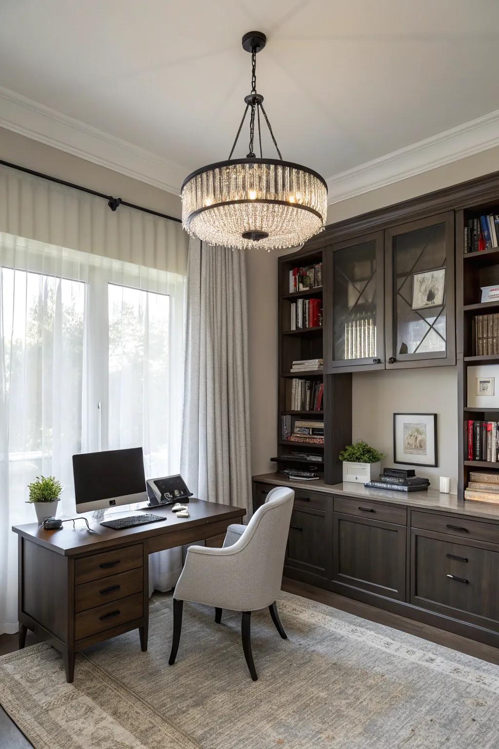 Allow your lighting to create a statement in your home office.
