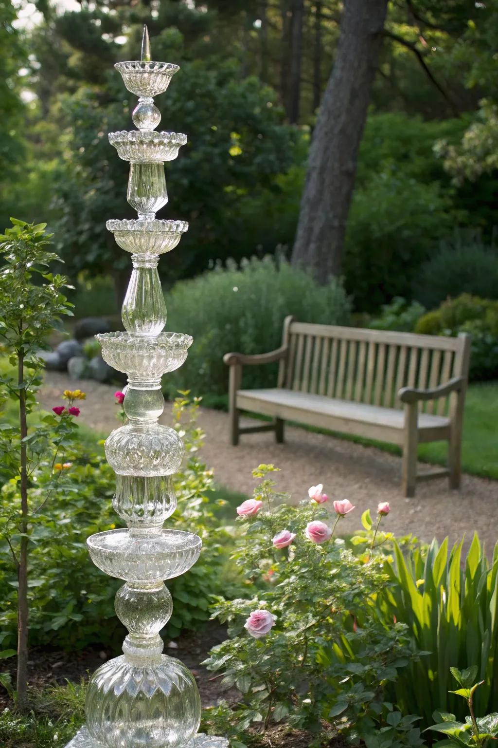 Create sparkling glass totem sculptures for your garden.