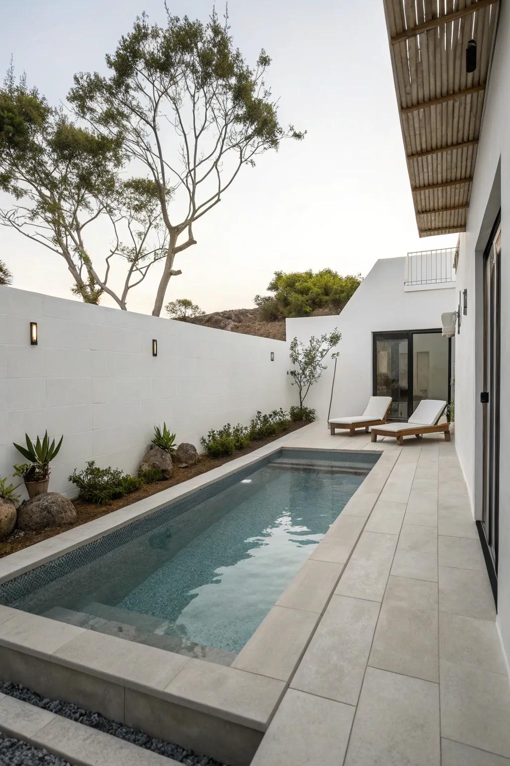 A simple compact pool for a modern backyard.