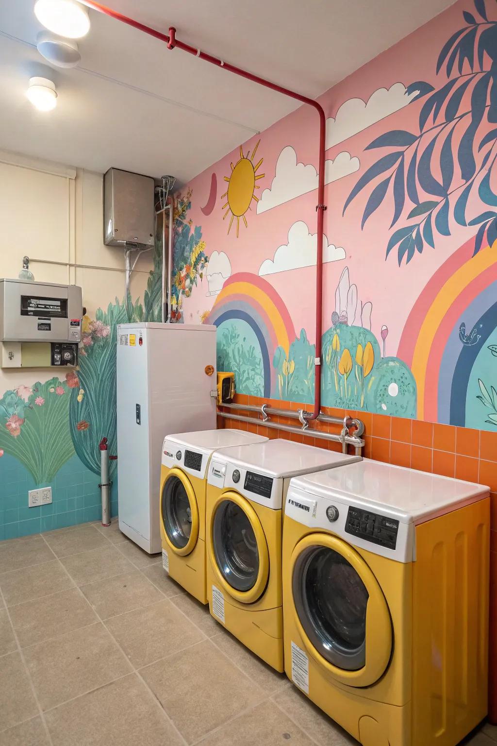 Wall murals add personality and distract.