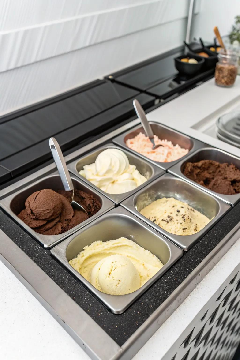 A minimalist ice cream exhibition that showcases beauty in simplicity.