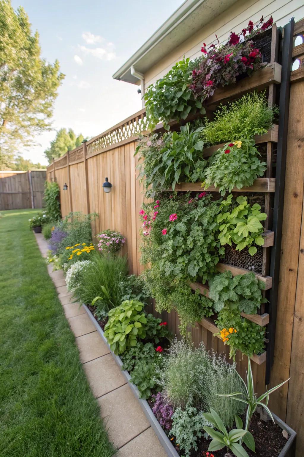 Skyward gardening transforms walls into living tapestries.