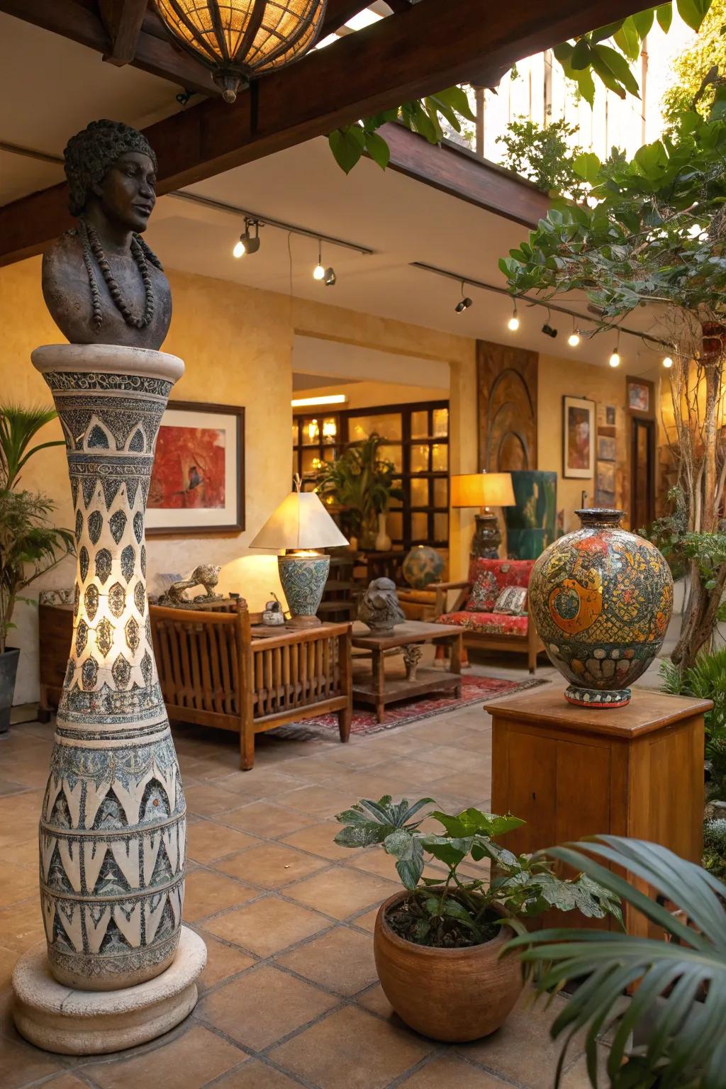 Artworks enhance the uniqueness of your indoor patio.