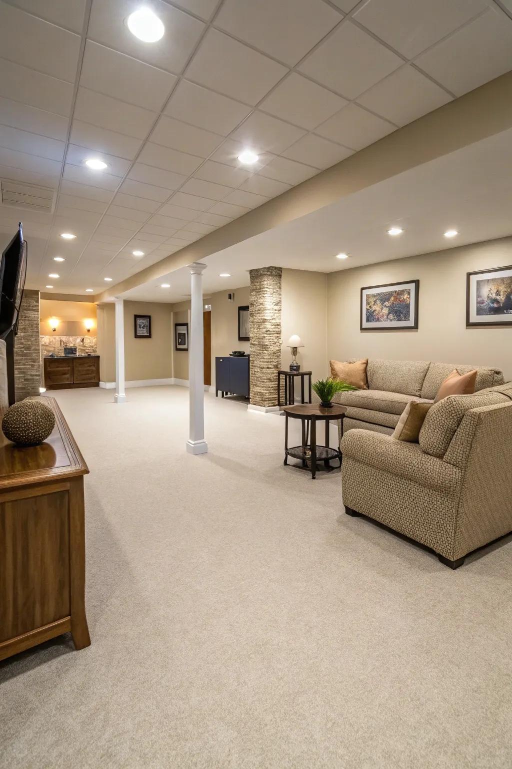 Sheet vinyl offers seamless and budget-friendly flooring.