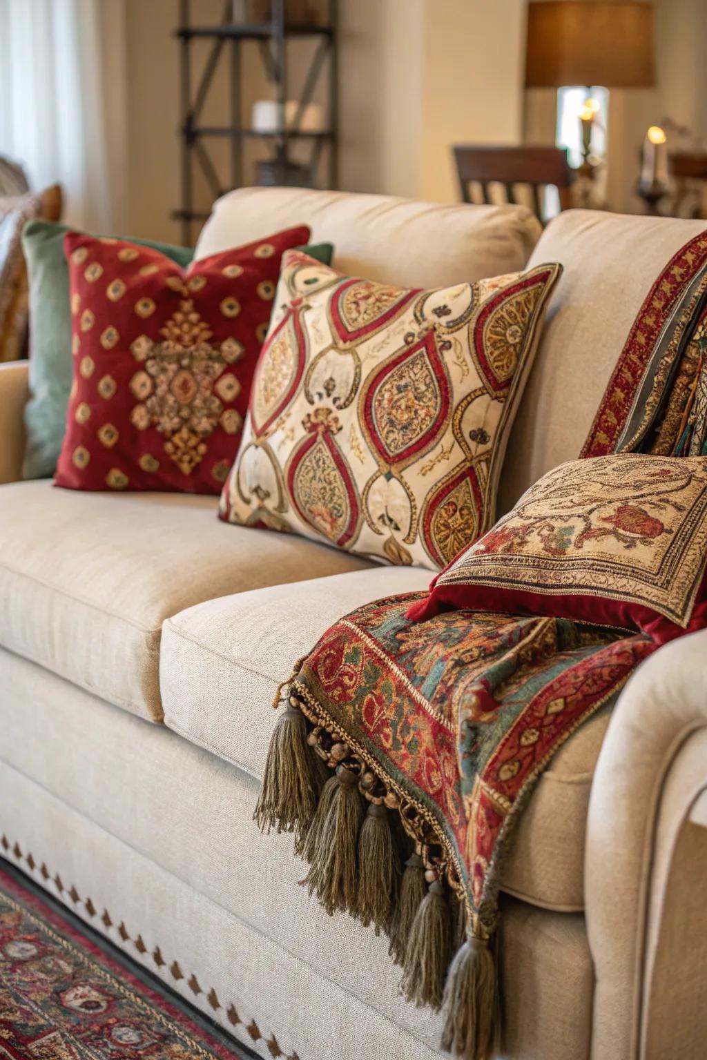Italian style blankets and cushions add comfort and depth to your living space.