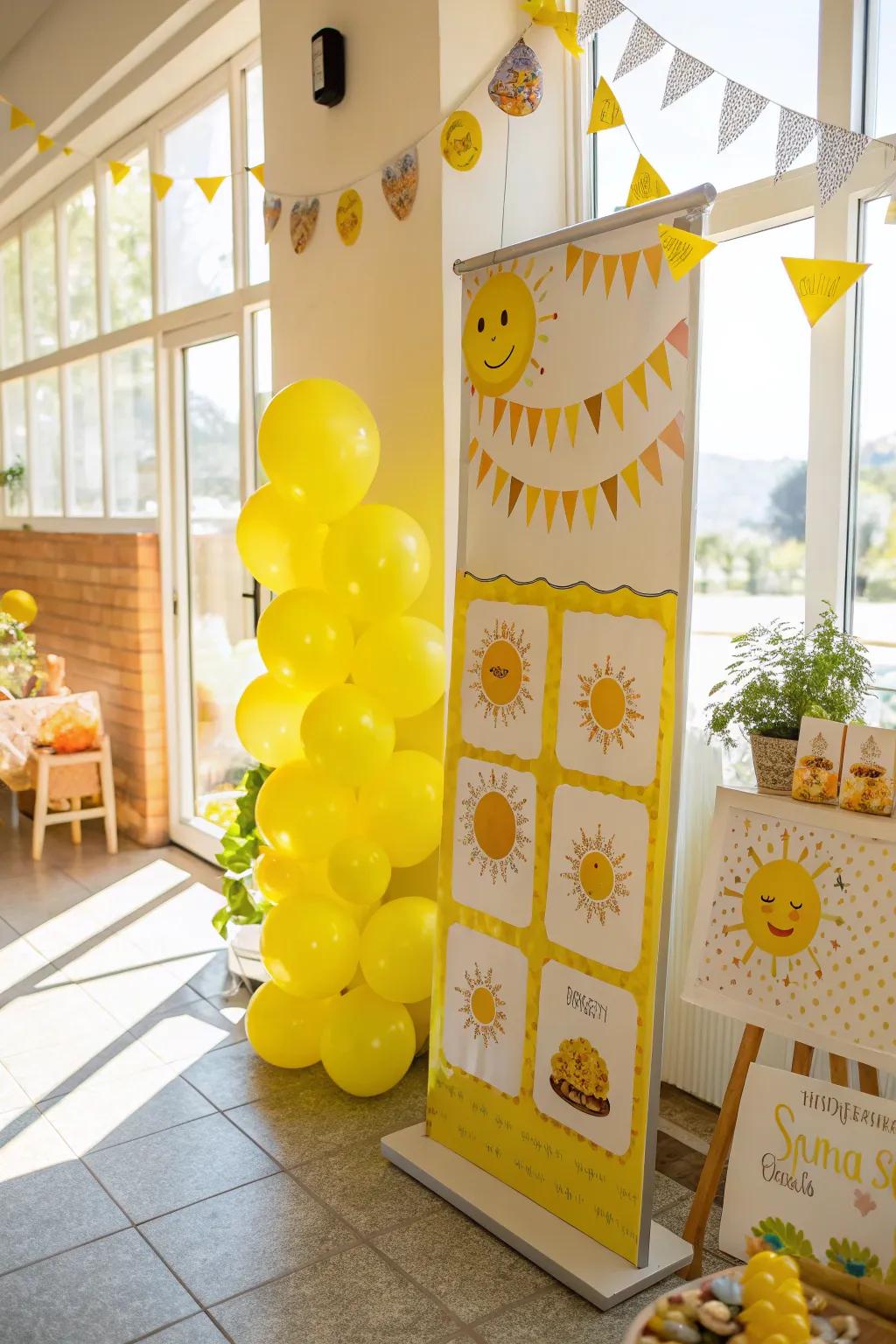 A cheerful sunshine-themed birthday board, brightening up July.