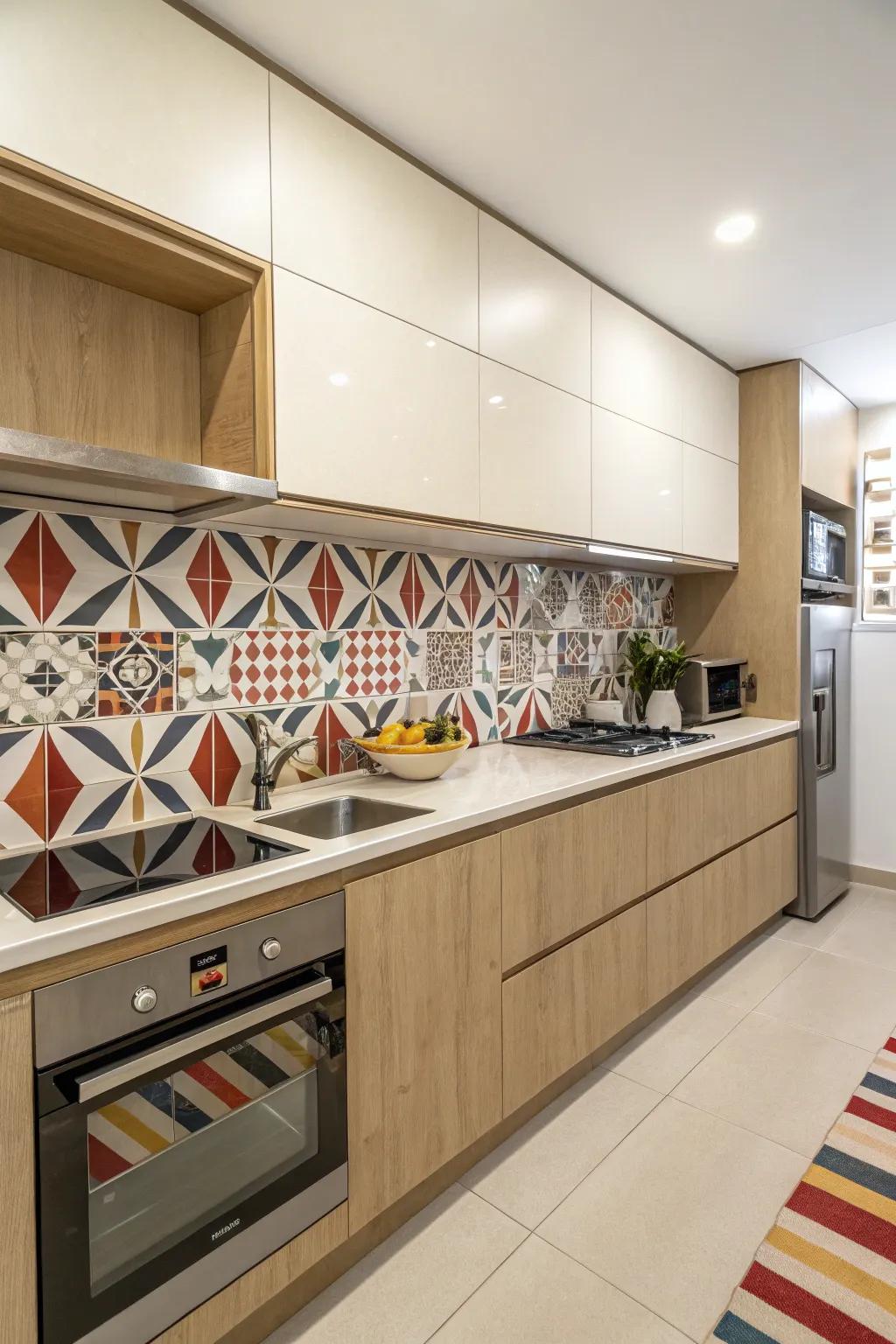 Modern style with neutral and fancy shapes.