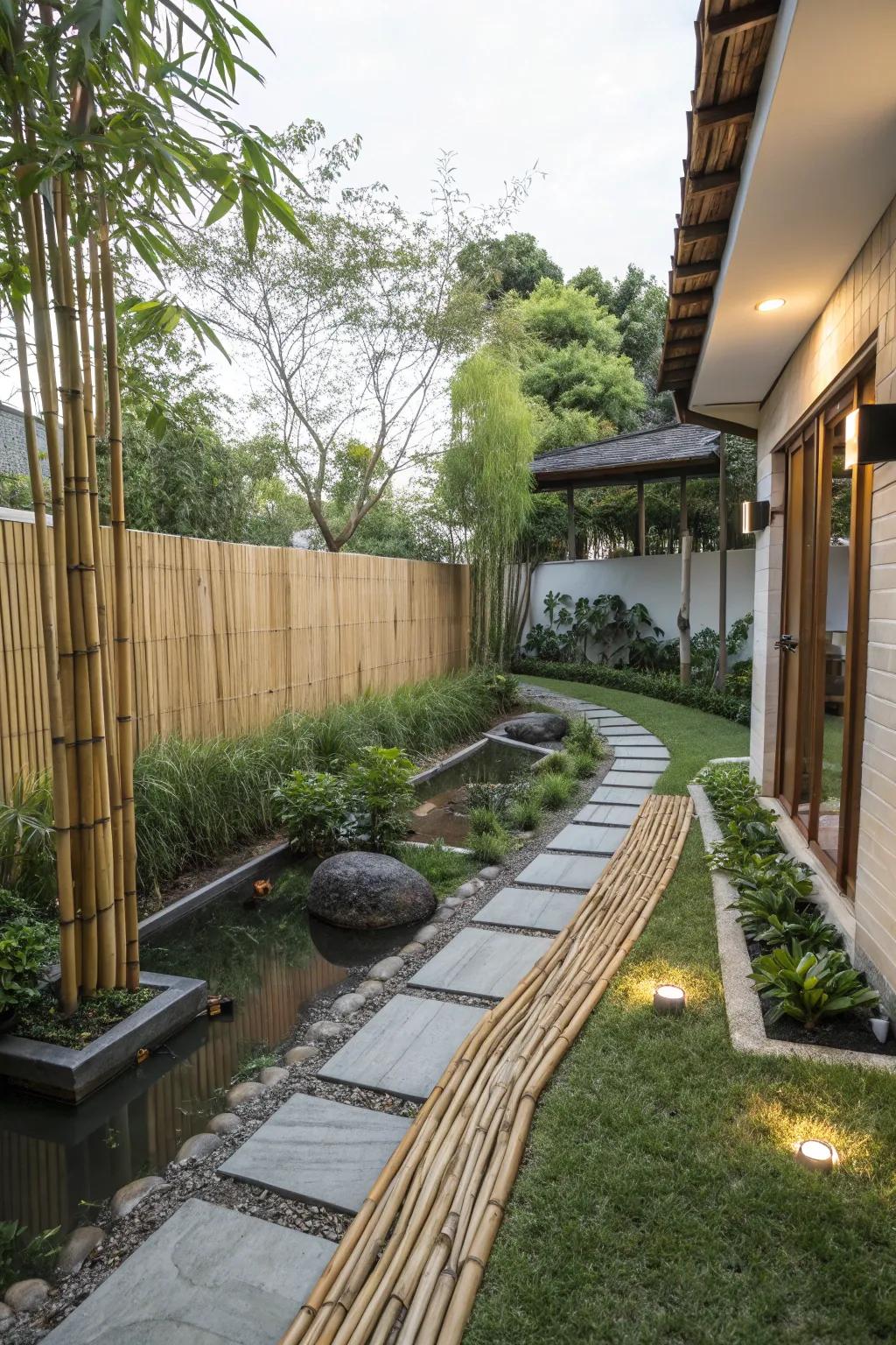 Bamboo edging brings sustainability and tranquility to your garden area.