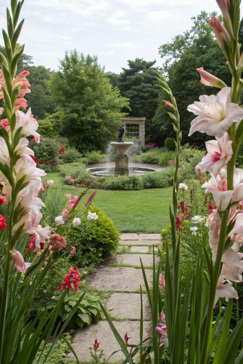 Flowering blossoms frameworking garden views, designing natural 'living' image frameworks.