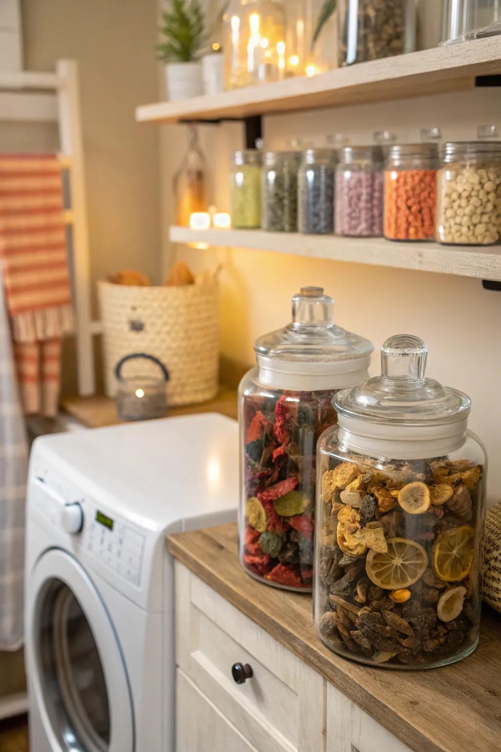 Scent receptacles fill the room with delightful seasonal fragrances.