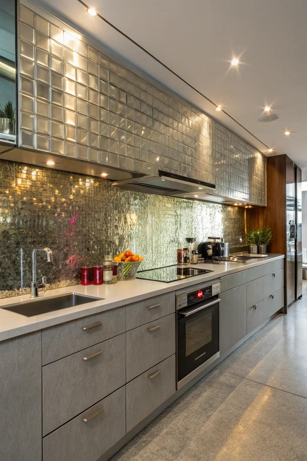 Light-reflecting surfaces amplify light and enhance design.