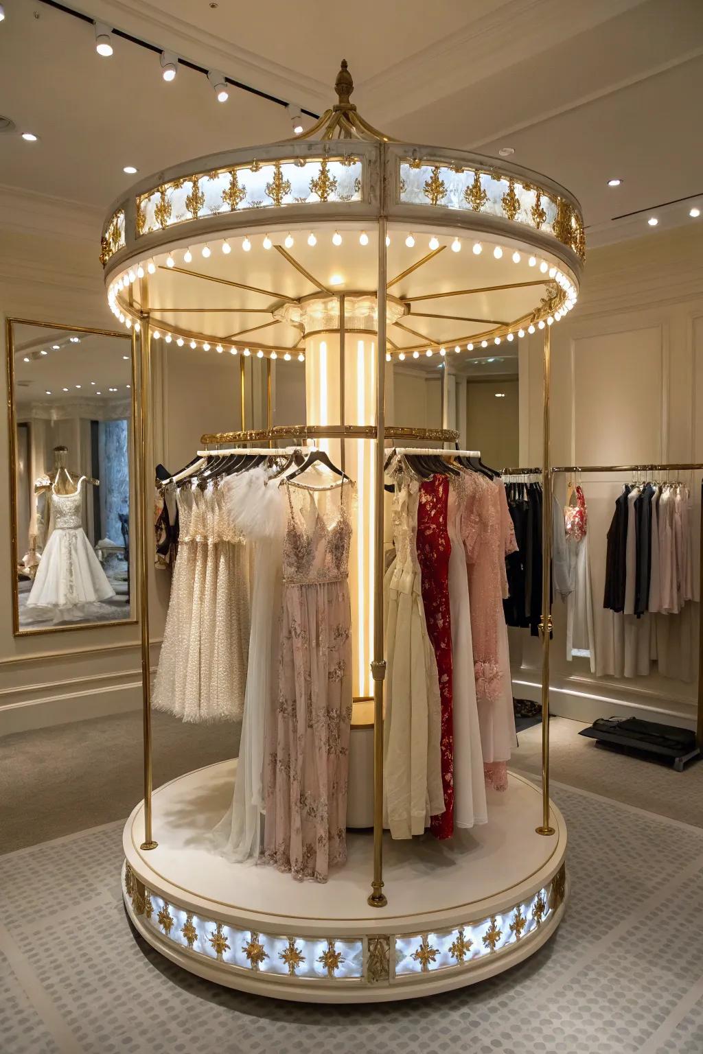 A lingerie rotation rack offers accessibility and a touch of luxury.