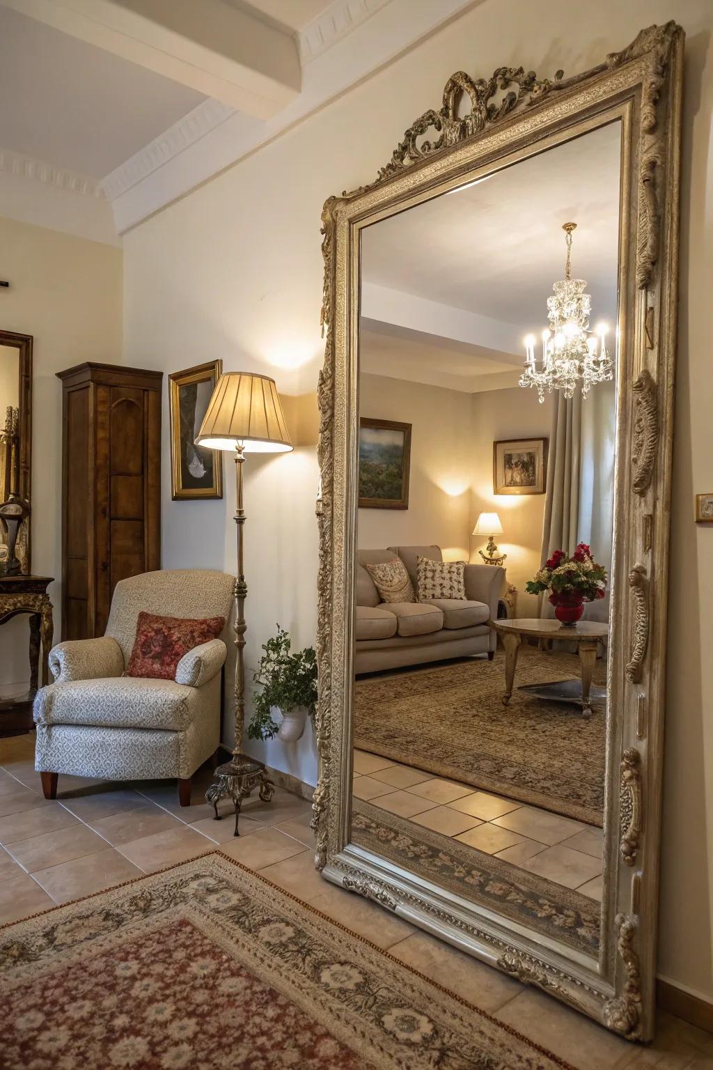 A statement mirror adds elegance and enhances light.