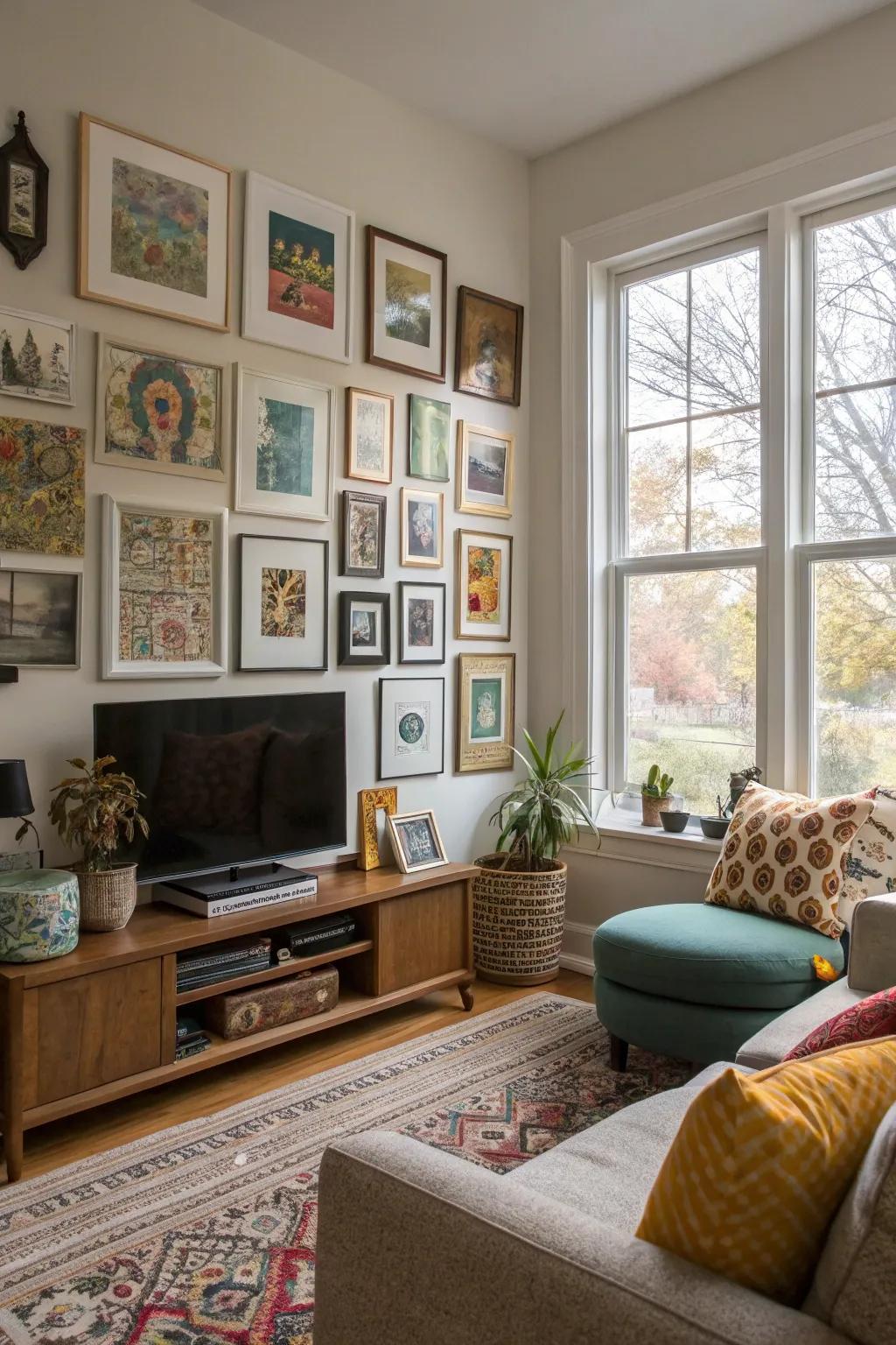 Personalize your space with a display wall around your picture window.