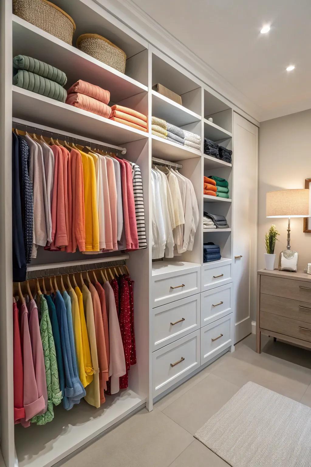 Color makes a closet easy.