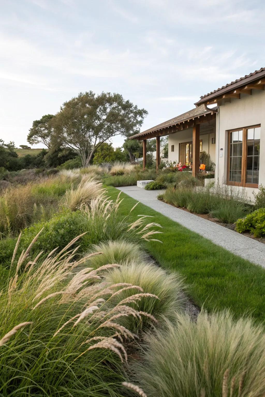 Native grasses add a natural touch to a Florida yard.