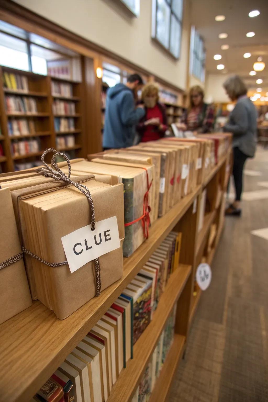 A secret book challenge presentation complemented via wrapped books and hints.