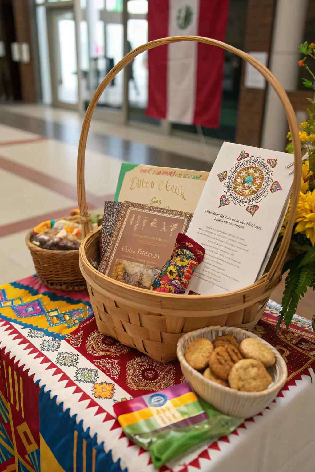 A culturally rich May basket celebrating global diversity.