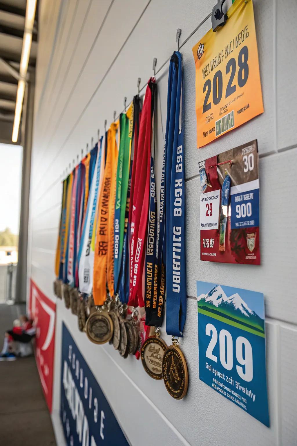 Tell your race story with a bib and medal combination display.