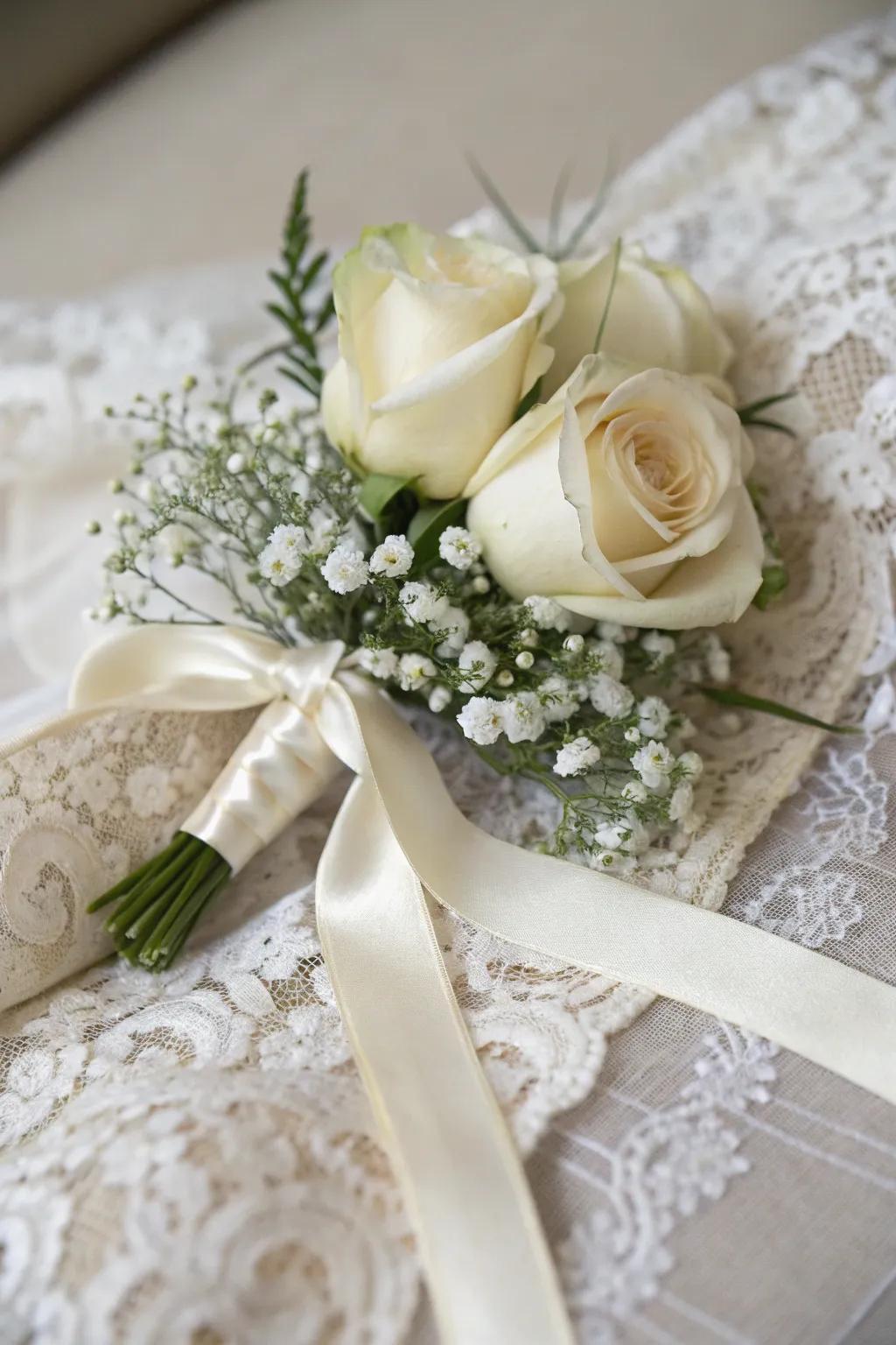 Cream blossom and air plant make a classic pairing.