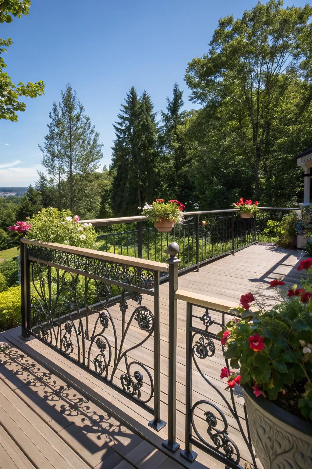 Ornamental features add unique flair to metal guardrails.