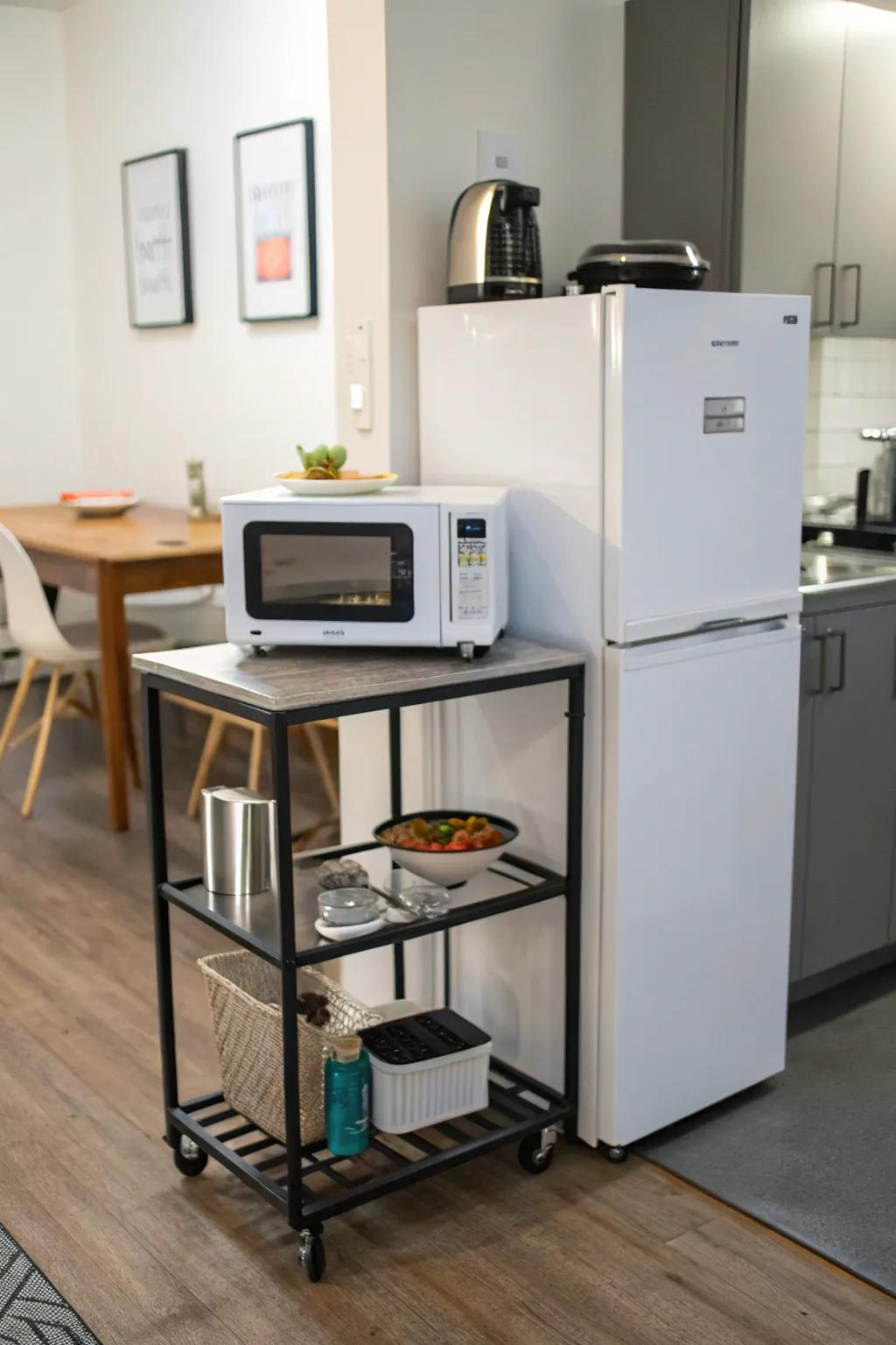 Make the most of small spaces with a petite microwave cart.