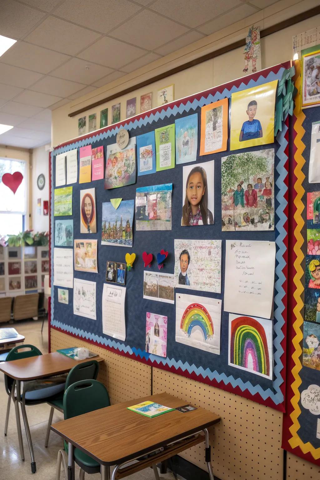 A creative display panel showcasing pupil artistry