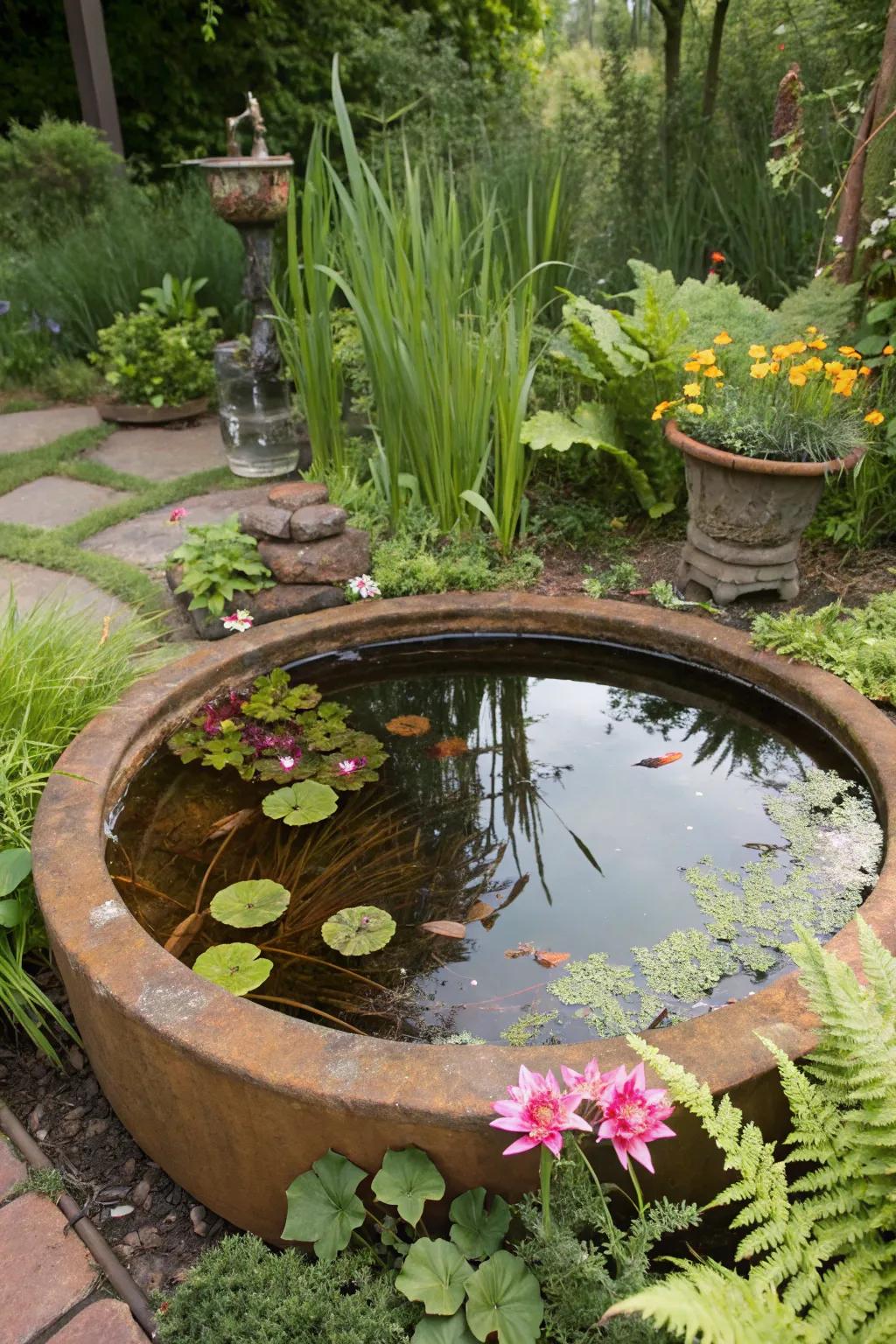 A countryside cookoff ring turned into a unique mini pond.
