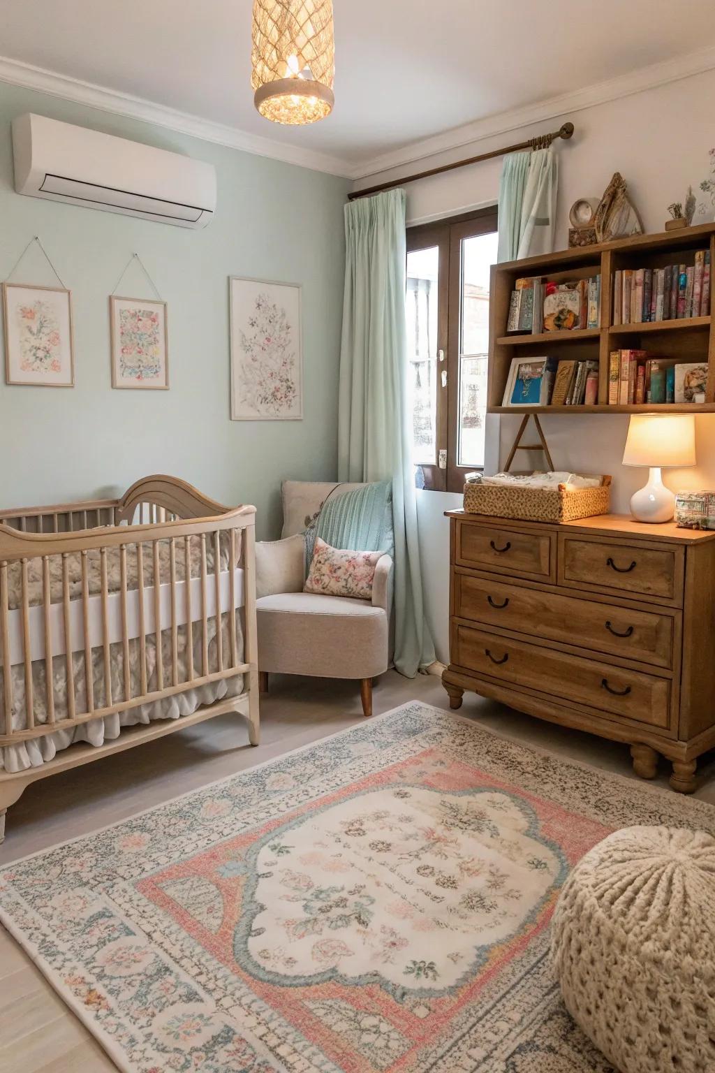 Vintage touches bring charm and character to the room.