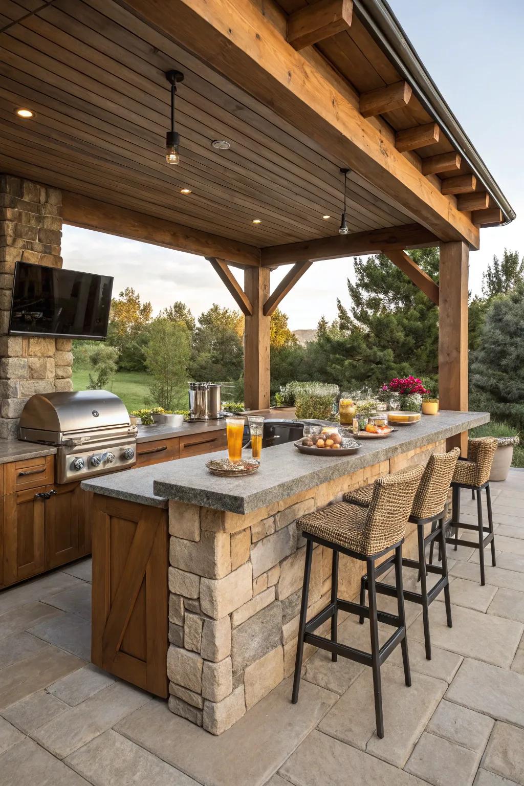 A built-in bar adds elegance to your BBQ island.