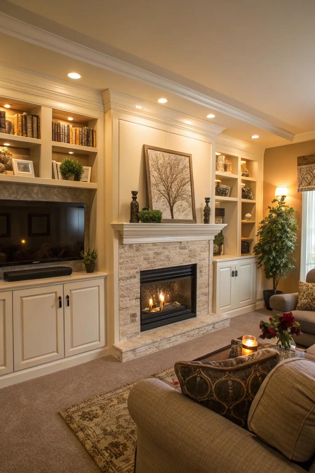 Concealed compartments retain your area pristine and refined.