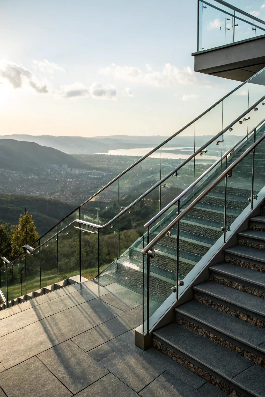 Glass balustrades maintain views while adding safety and style.