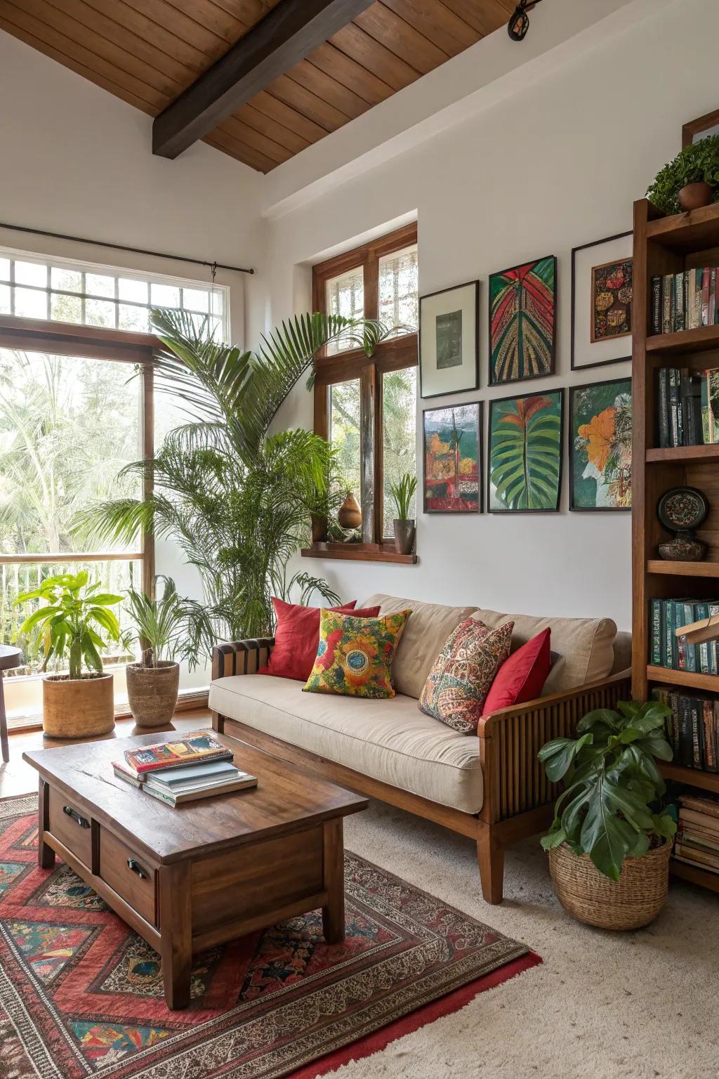 An eclectic blend of styles creates a personalized tropical retreat.