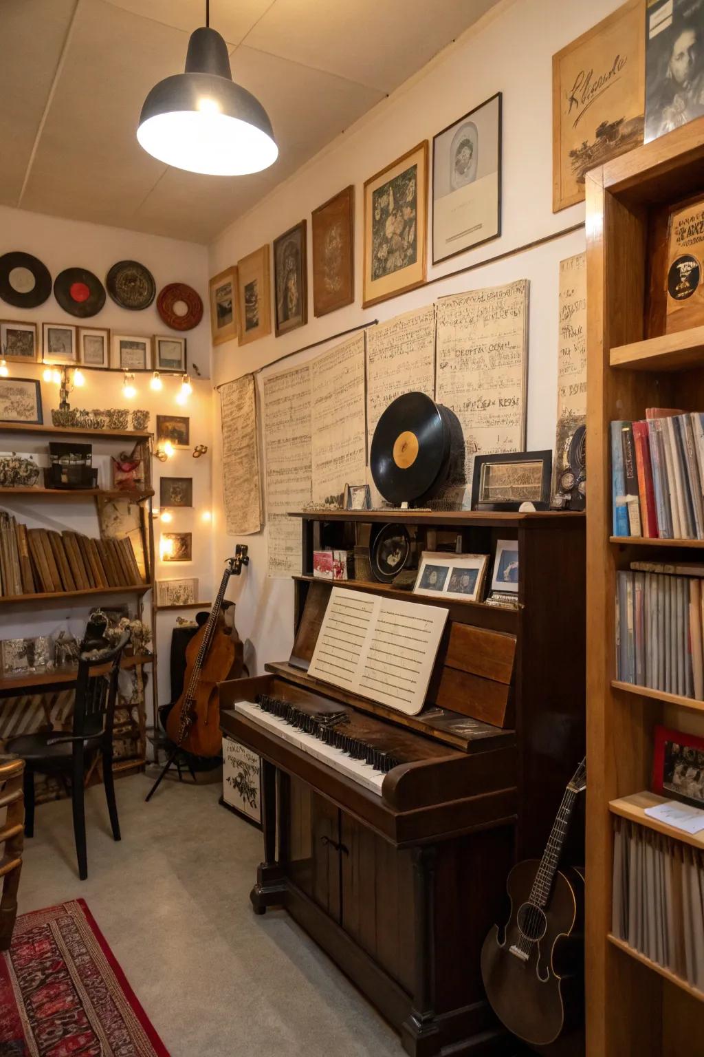 Vintage decor adds a sense of history and unique character to your music room.