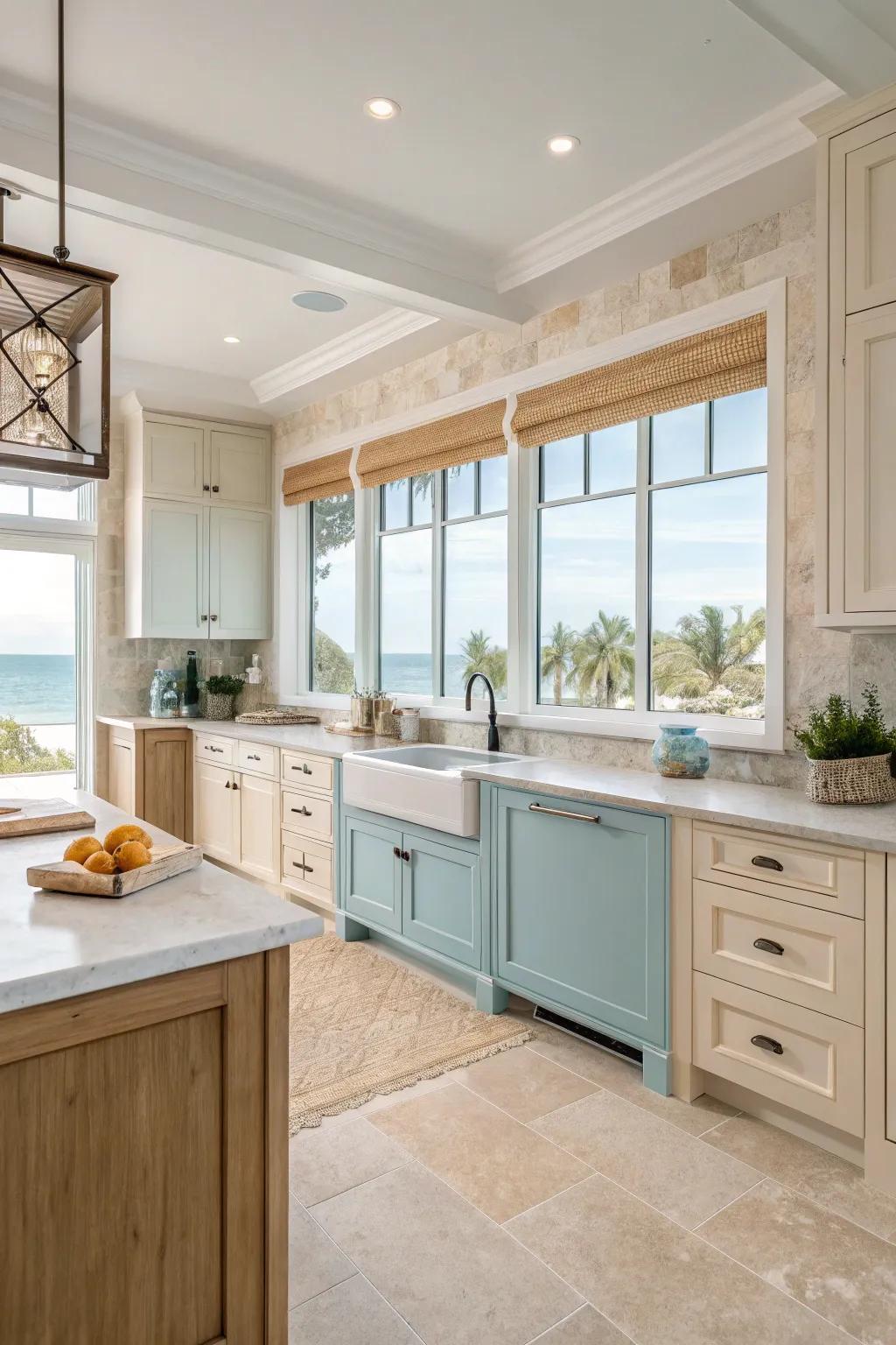 Nature-inspired hues create a calming, coastal vibe.