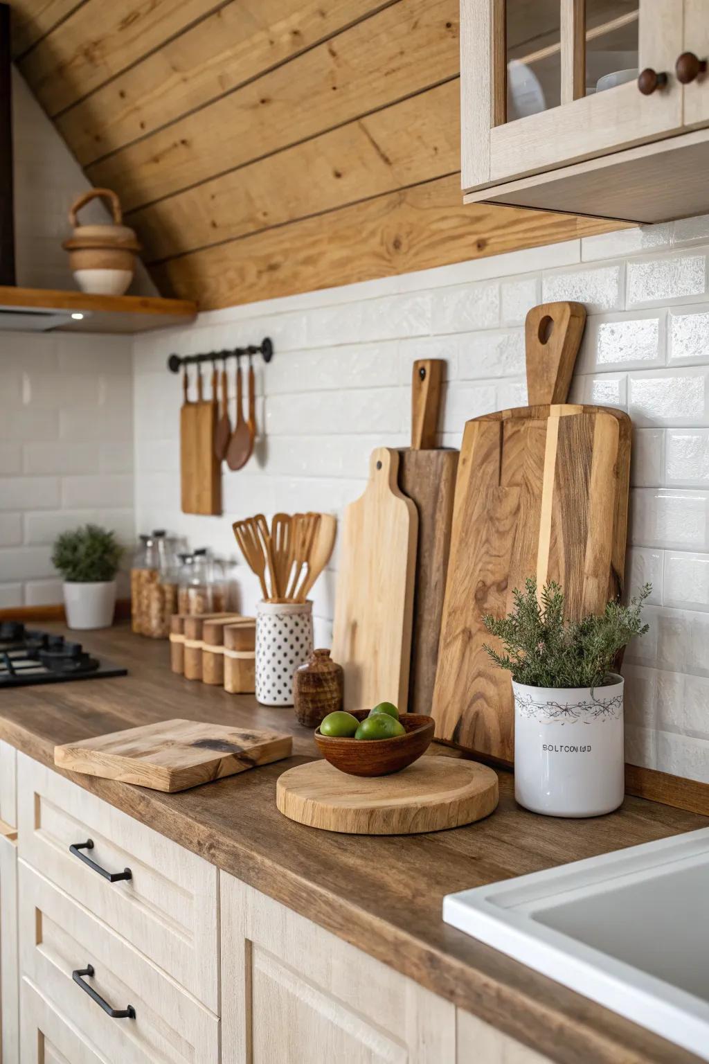 Subtle timber embellishments that subtly enhance the kitchen's warmth.
