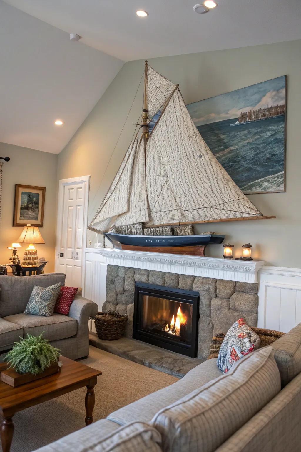 Seafaring wall decor transforms your space into a maritime retreat.