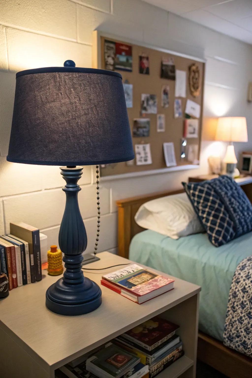 Soothing lighting makes your dorm room feel warm and welcoming.