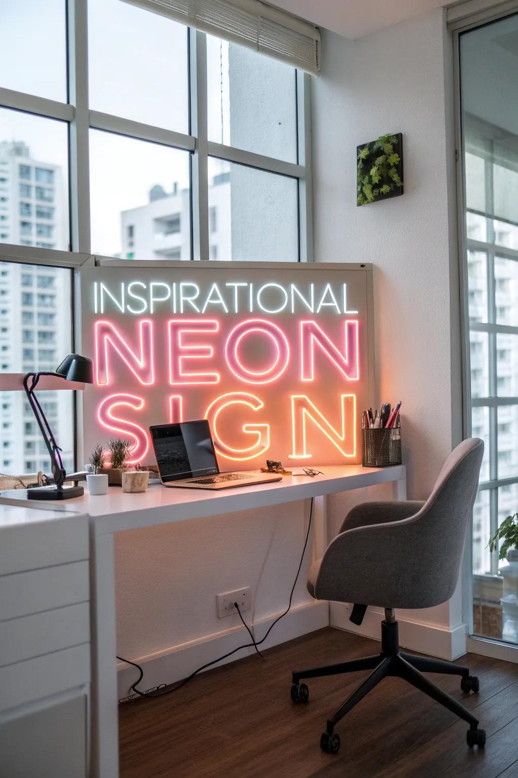 Maintain inspiration through a home office illuminated installation.