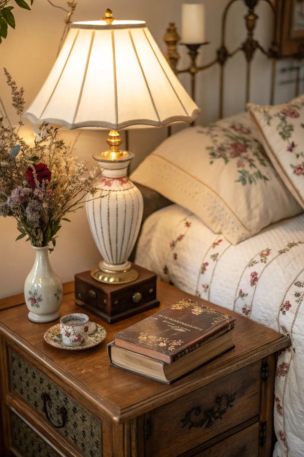 Infuse your bedroom with charm and character using a vintage nightstand.