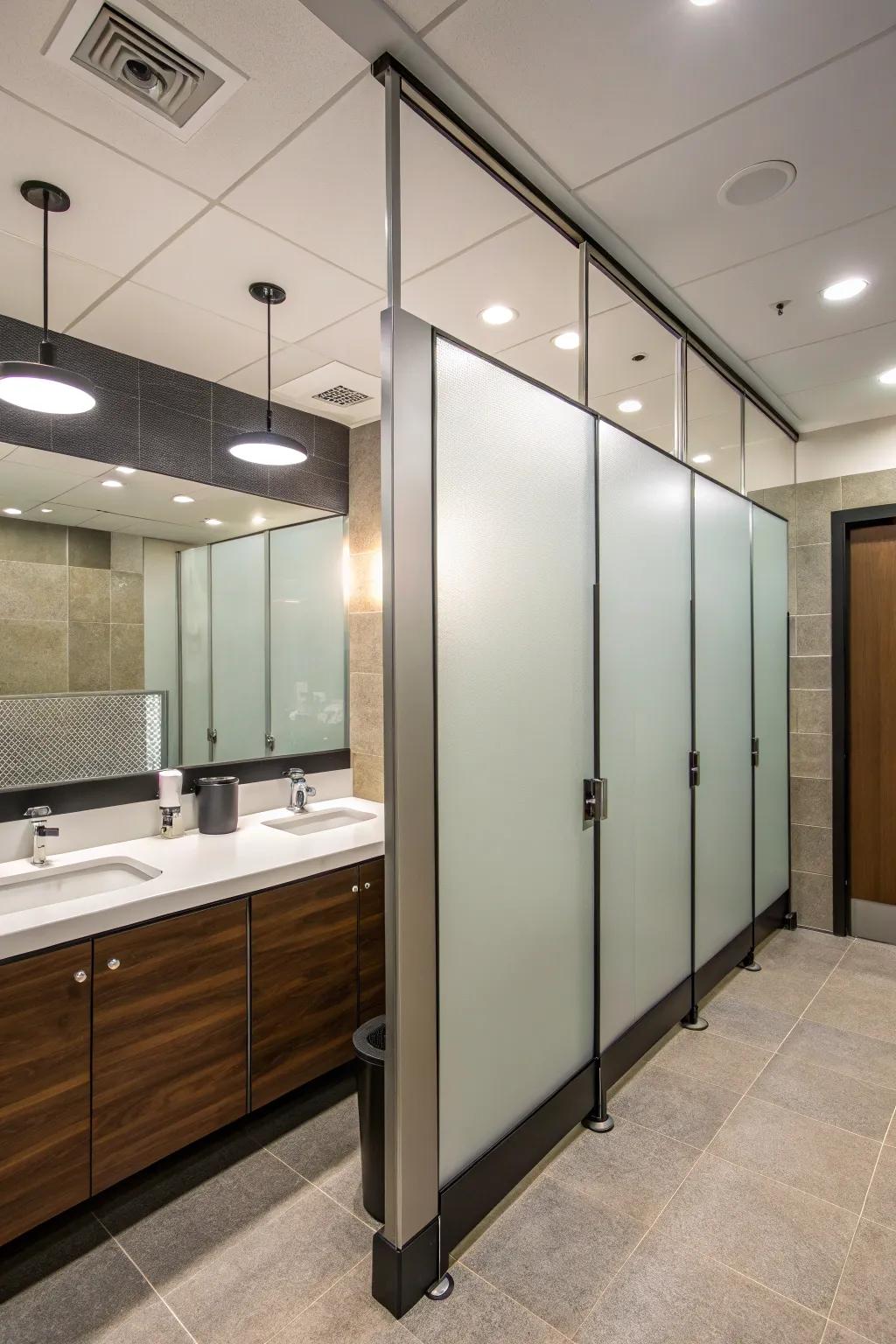Privacy enhancements ensure a comfortable and professional bathroom atmosphere.