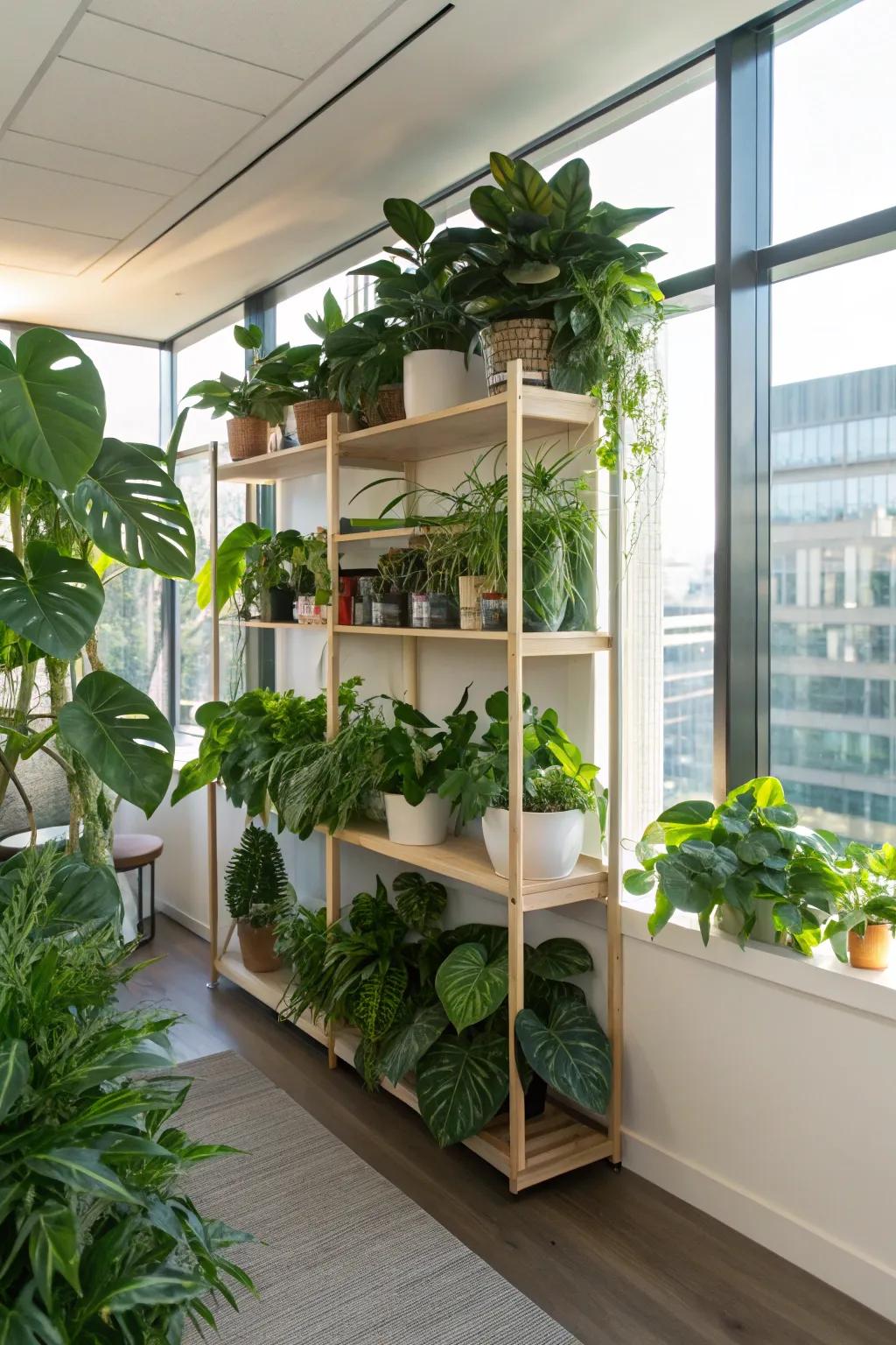 Verdant alcove platforms establish a reinvigorating and organic office climate.