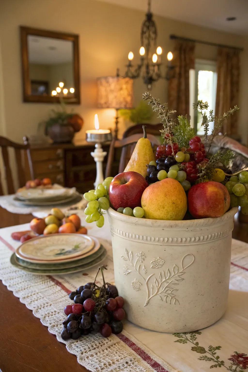 Make a statement with a stoneware centerpiece.