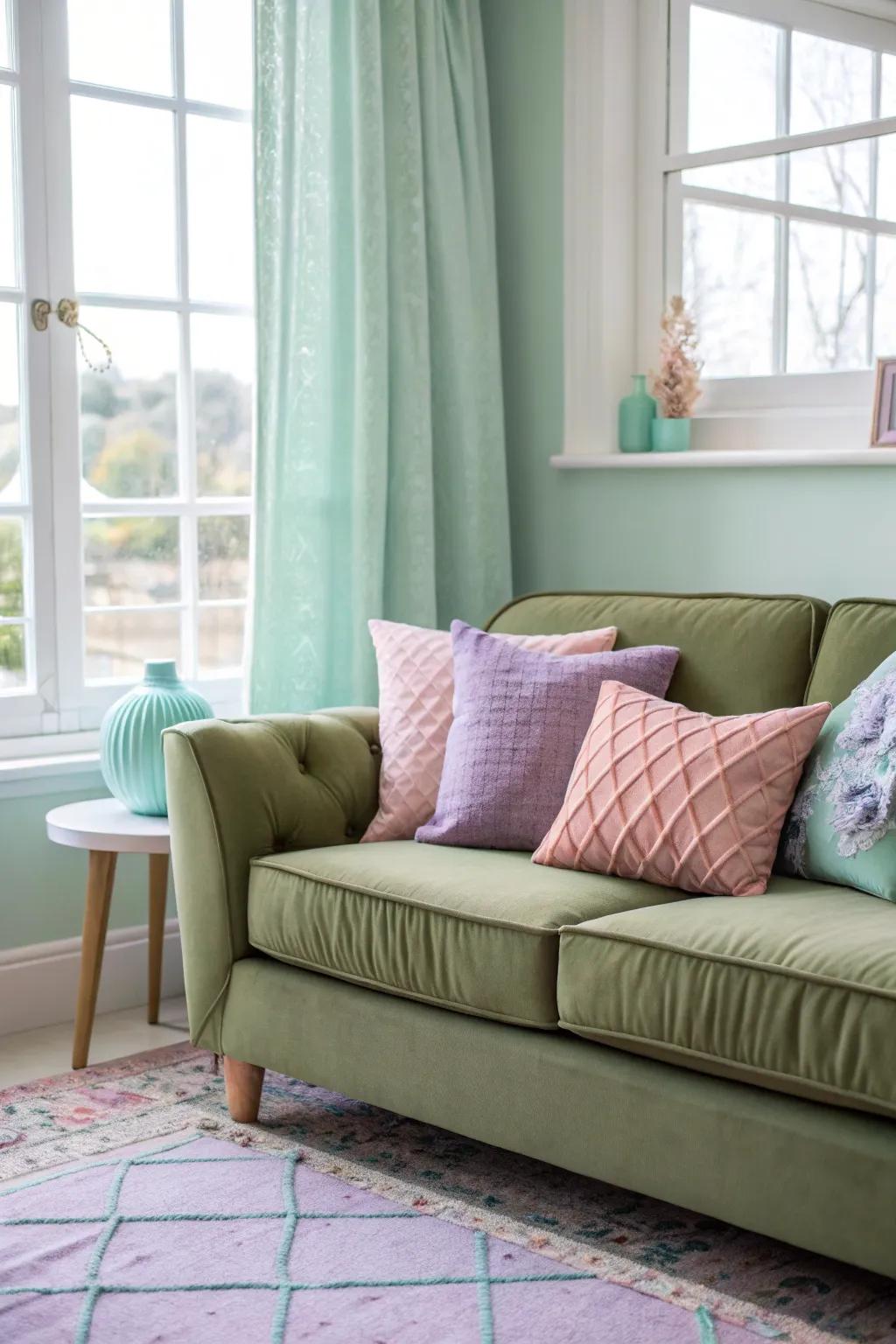 Subtle pastels impart a sentimental and serene sentiment to the setting.