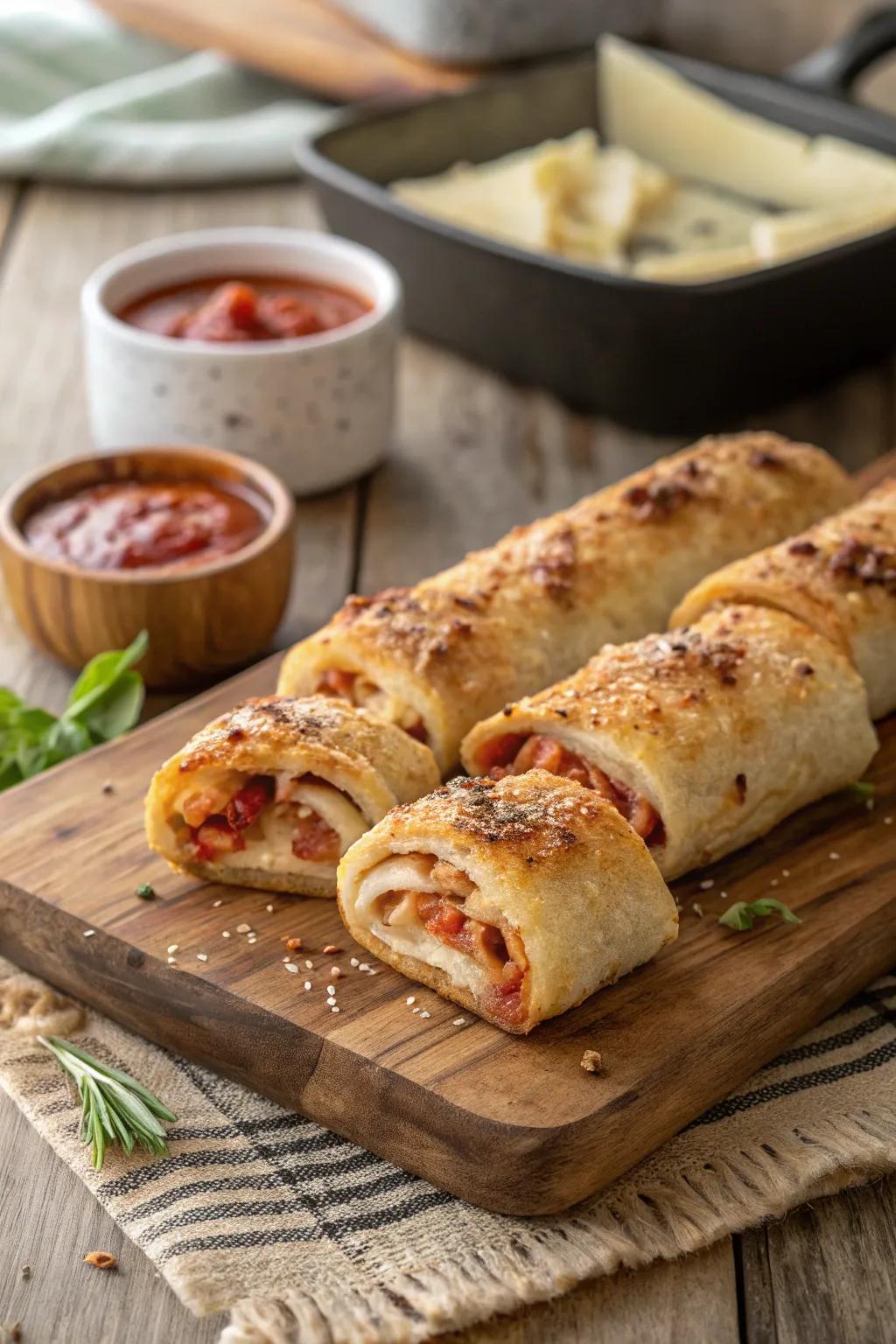 Bonfire flatbread rolls delivering a fulfilling savory sensation.